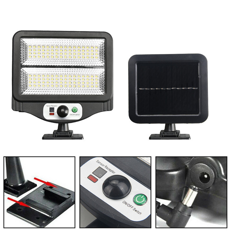 80/128/216/225 LED εξωτερικού χώρου ηλιακό φως τοίχου Φωτιστικό κήπου σε χωριστό στυλ Ανθρώπινο σώμα Επαγωγικό φως δρόμου Φωτιστικό τοίχου τηλεχειριστηρίου