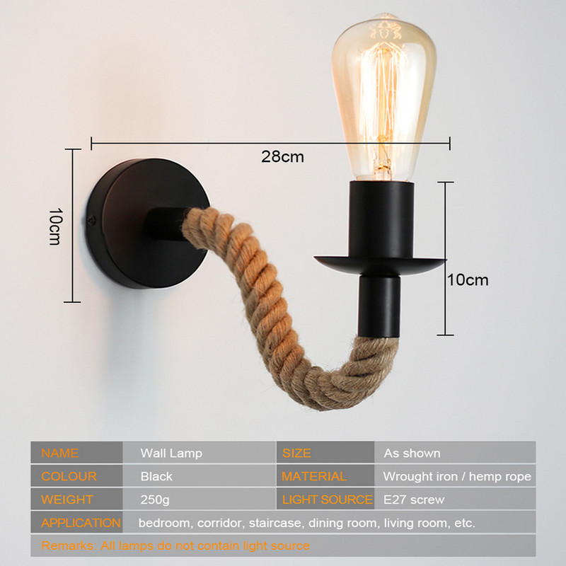 Retro fali lámpa fa terasz lámpa E27 110V 220V beltéri loft kültéri folyosó fali lámpák ipari égő éjjeli lámpa