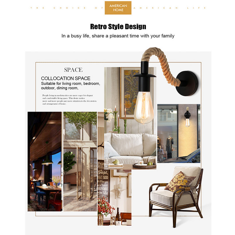 Retro fali lámpa fa terasz lámpa E27 110V 220V beltéri loft kültéri folyosó fali lámpák ipari égő éjjeli lámpa
