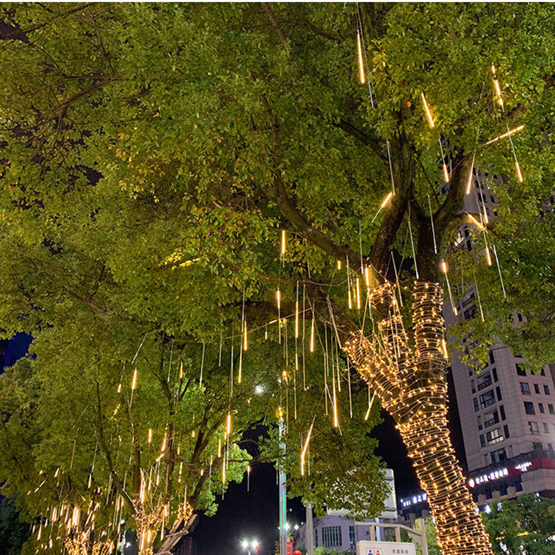 30CM 8Tubes Meteor Duša Lietus Led String Lights Ielu vītnes Ramadāna gaismas Dārza gaismas āra kāzu svētku apgaismojums