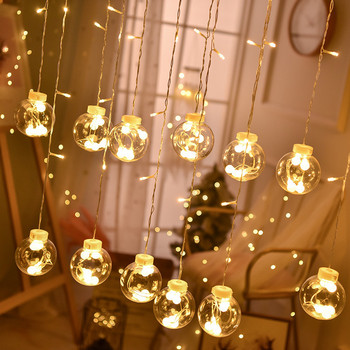 Φωτάκια LED σε σχήμα καρδιάς Γιορτινά Φωτάκια κουρτίνας νεράιδα κορδόνι Χριστουγεννιάτικο δέντρο ελάφια αστέρια γιρλάντα Φωτιστικό παράθυρο Φωτιστικά εσωτερικού χώρου