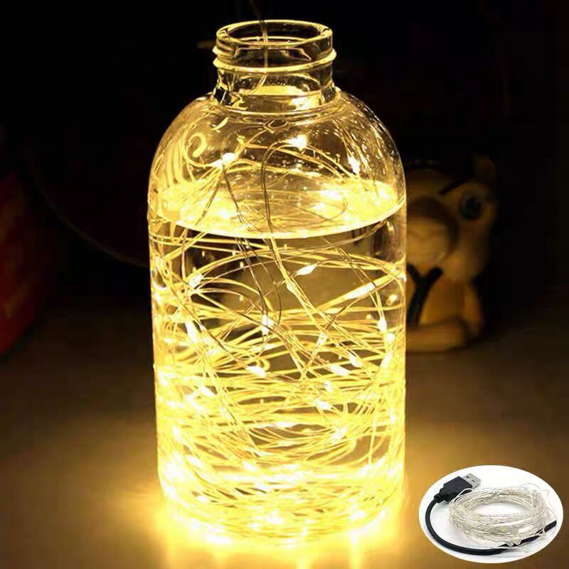 Festoon Garland Led Fényfüzér Dekor Britthday Esküvőre Erkély Éjszakai Fény beltéri világítás 5M 10M Tápellátás USB akkumulátorral