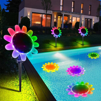 Слънчева светлина за плувен басейн RGB LED цветно подводно осветление Потопяема лампа Горещ извор Спа вана Поплавъчна лампа за басейн