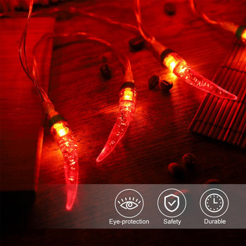 Chili String Light Fashion захранван с батерии Red Pepper Light String Fairy Lighting Нощни лампи за палуба Ограда Патио Балкон