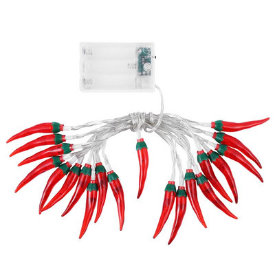 Chili String Light Fashion elemes, piros paprika fényfüzér tündér világítású éjszakai lámpák fedélzeti kerítéshez terasz erkély