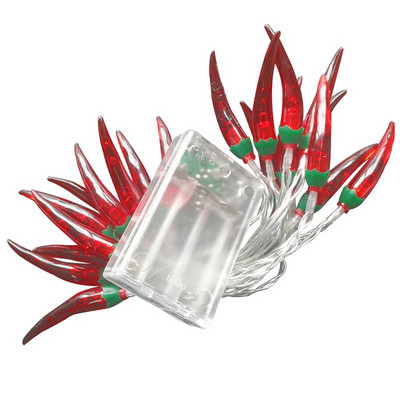 Chili String Light Fashion elemes, piros paprika fényfüzér tündér világítású éjszakai lámpák fedélzeti kerítéshez terasz erkély