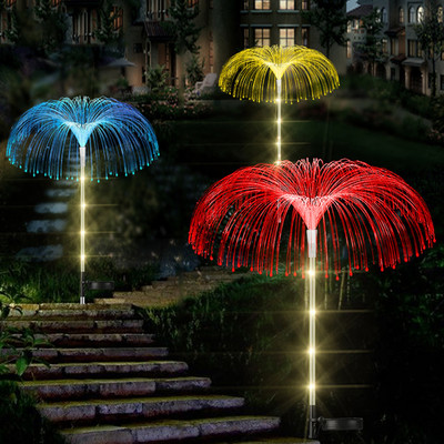 Solar LED medúza lámpák kültéri kerti dekoráció gyepfény LED száloptikai lámpák kültéri vízálló dekor lámpa gyep udvarhoz