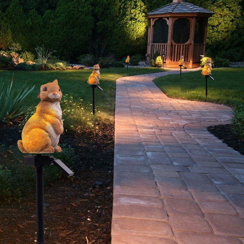Vanjski zec Vjeverica LED lampa za travnjak sa solarnom energijom Štedna energija Vodootporna vrtna dvorišna krajolika Ukrasna svjetiljka Svjetlo za travnjak