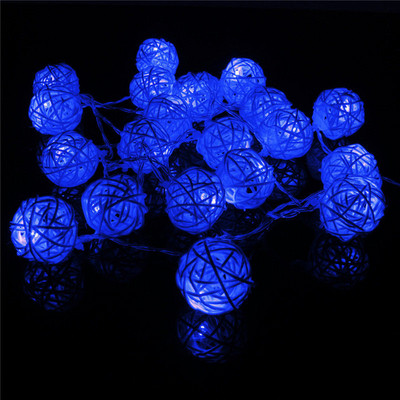 Rotango rutulinė kalėdinių lempučių styga 2,5M 20Leds šilta balta girlianda 3,2cm skersmens rutulys šventiniam dekoravimui Fairy Lamp Navidad