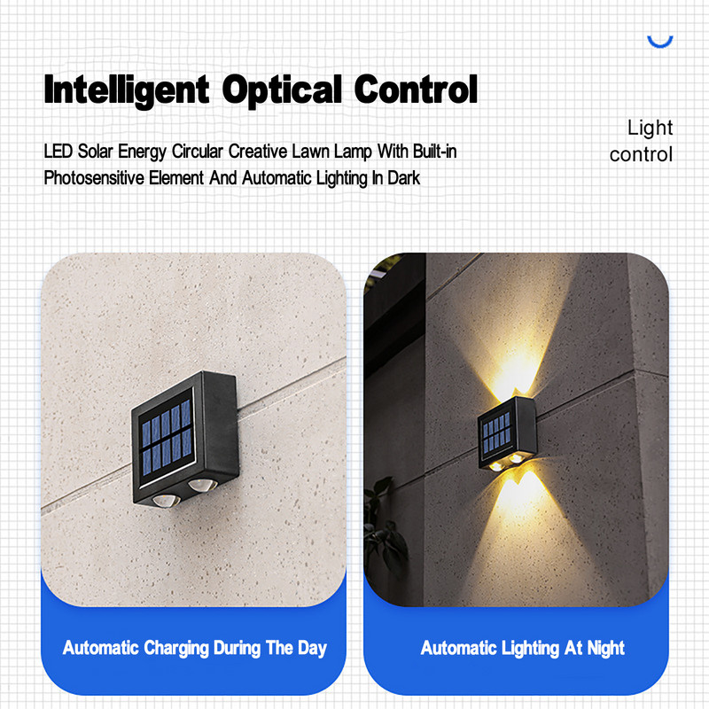 Napenergia töltés kültéri fal LED lámpák fel le villa dekoráció udvar vízálló kert kis éjszakai meleg