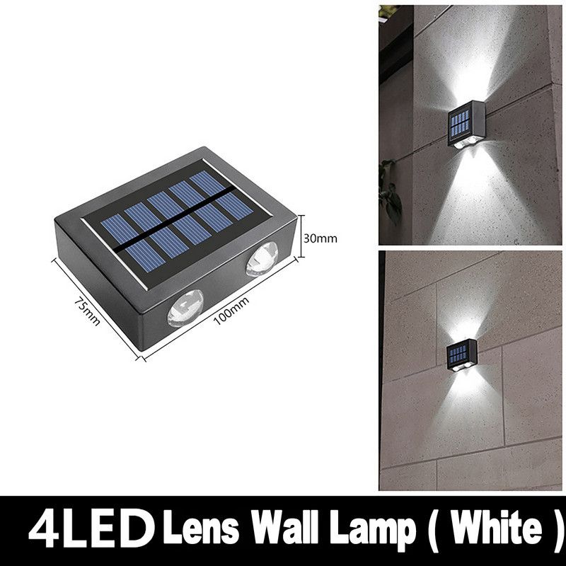 Napenergia töltés kültéri fal LED lámpák fel le villa dekoráció udvar vízálló kert kis éjszakai meleg