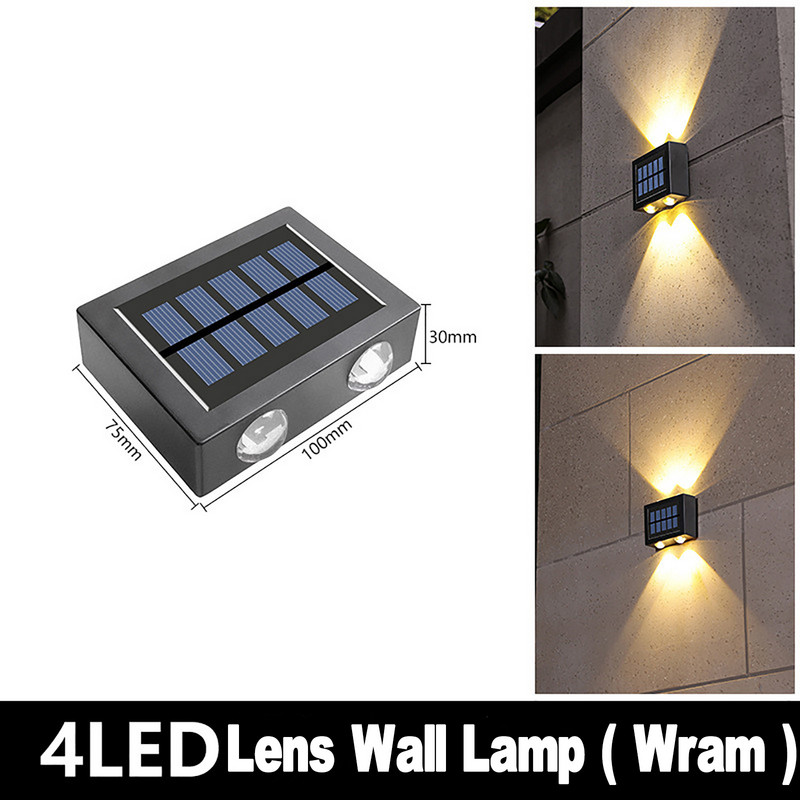 Napenergia töltés kültéri fal LED lámpák fel le villa dekoráció udvar vízálló kert kis éjszakai meleg