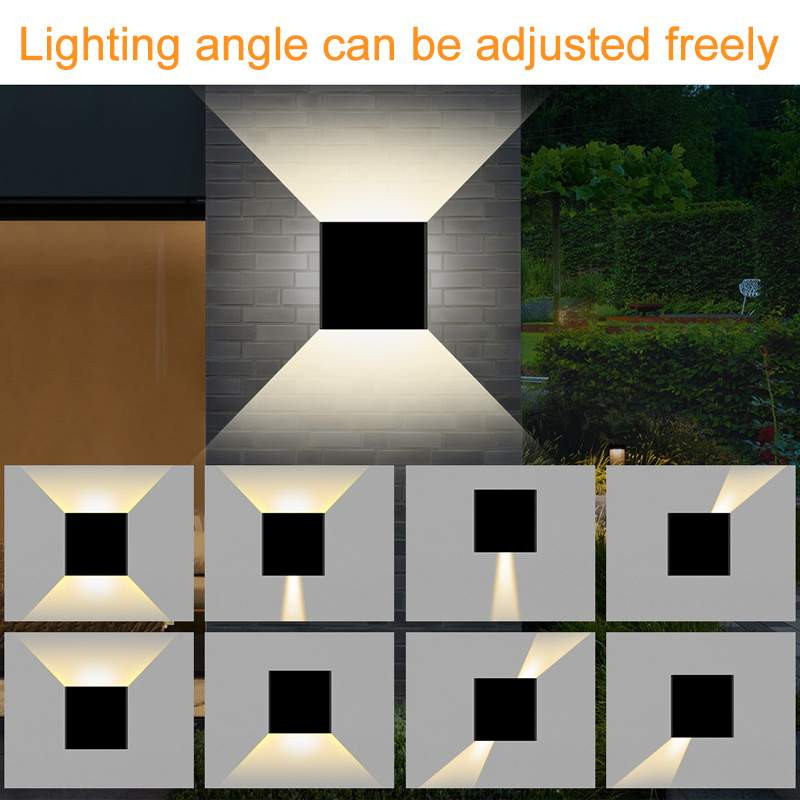 6 LED saulės sieninis šviestuvas lauko vandeniui atsparus aukštyn ir žemyn Šviečiantis apšvietimas Sodo apdaila Saulės šviestuvai Laiptai Tvoros lempa 100-240V