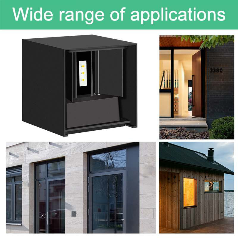 6 LED saulės sieninis šviestuvas lauko vandeniui atsparus aukštyn ir žemyn Šviečiantis apšvietimas Sodo apdaila Saulės šviestuvai Laiptai Tvoros lempa 100-240V