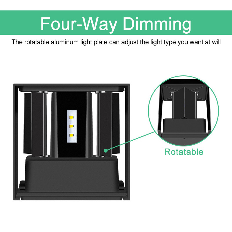 6 LED saulės sieninis šviestuvas lauko vandeniui atsparus aukštyn ir žemyn Šviečiantis apšvietimas Sodo apdaila Saulės šviestuvai Laiptai Tvoros lempa 100-240V