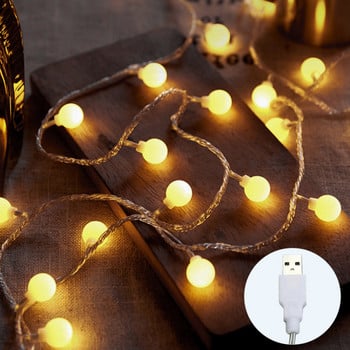 Διακόσμηση πάρτι για κάμπινγκ LED Light String Fairy Patio Ζεστό Λευκό Γάμος Αδιάβροχο Υπνοδωμάτιο Κήπος Ρομαντικό USB Powered Crystal Globe