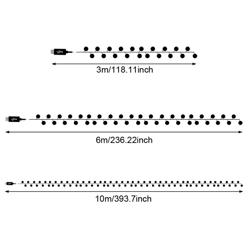 Kempingparti dekoráció LED-es fényfüzér tündér terasz meleg fehér esküvői vízálló hálószoba kert romantikus USB tápellátású kristálygömb