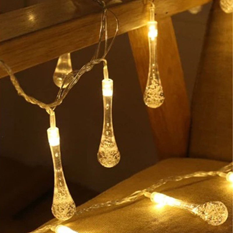 Új 1,5M 3M Fairy Garland LED vízcsepp golyósoros lámpák karácsonyfa esküvőhöz Beltéri dekoráció Valentin napra