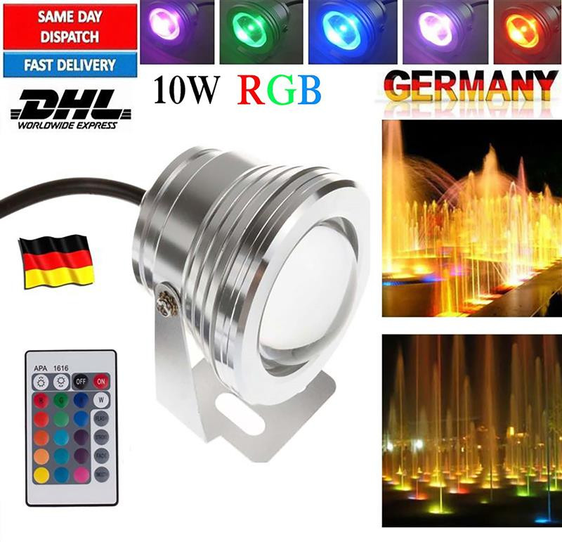 RGB tvenkinio apšvietimas IP65 vandeniui atsparus fontano šviestuvas povandeninis kraštovaizdžio prožektorius su nuotoliniu būdu reguliuojama panardinama lauko lempa 10 W