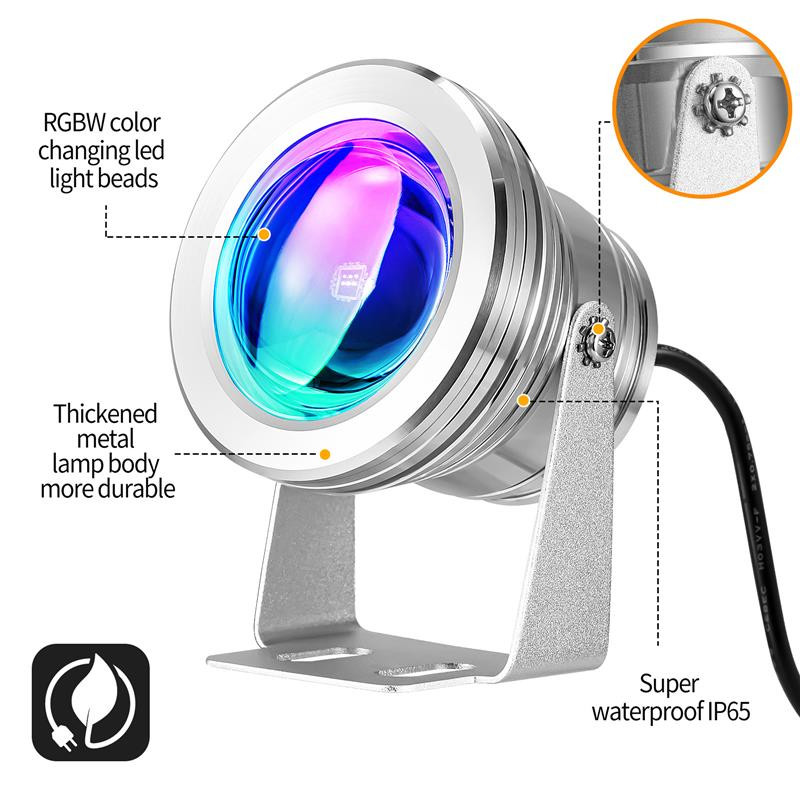 RGB tvenkinio apšvietimas IP65 vandeniui atsparus fontano šviestuvas povandeninis kraštovaizdžio prožektorius su nuotoliniu būdu reguliuojama panardinama lauko lempa 10 W