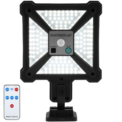 Bezvadu PIR kustības sensora saules sienas apgaismojums 88 LED IP65 ūdensizturīgs īpaši spilgts saules drošības apgaismojums ar tālvadības pulti dārzs