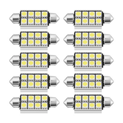 LEDMOMO 10 ks 12V praktické 8 LED 8SMD 5050 42mm interiérové kupolové svetlo pre osvetlenie automobilov