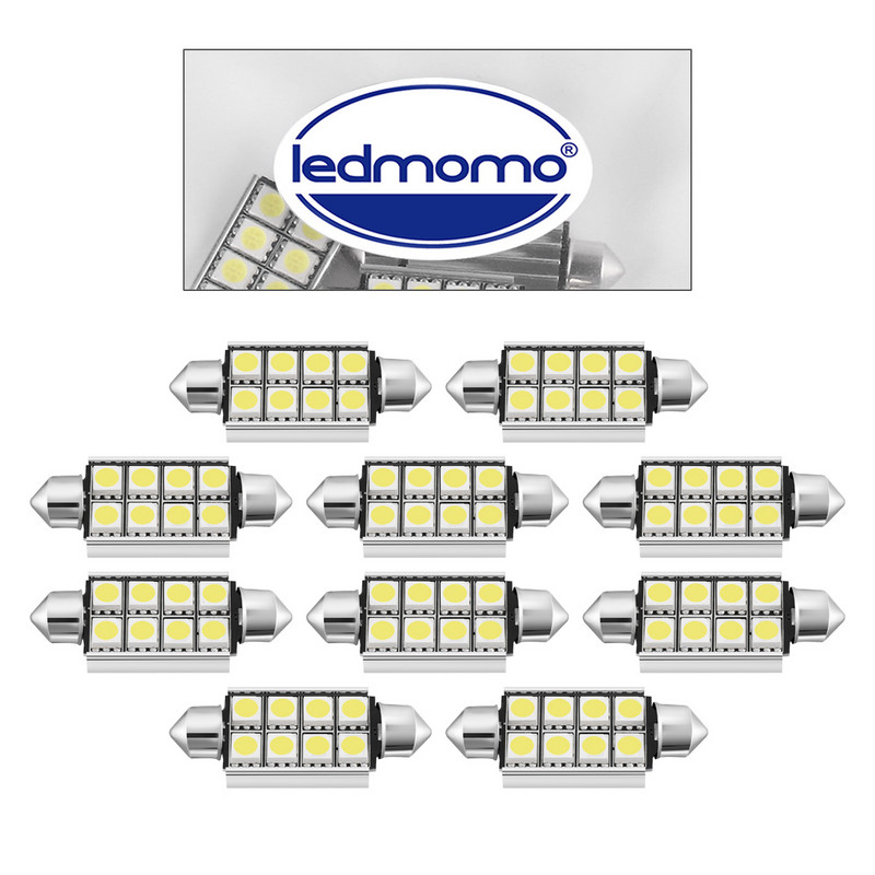 LEDMOMO 10PCS 12V praktičnih 8 LED 8SMD 5050 42mm unutarnje kupolasto svjetlo za osvjetljavanje automobila