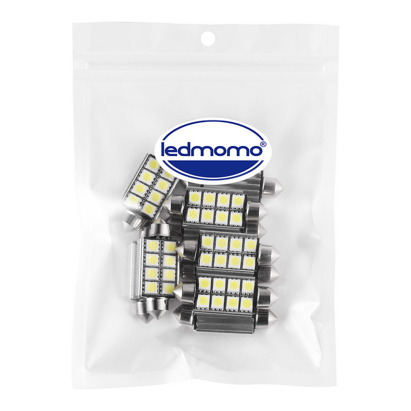 LEDMOMO 10PCS 12V praktičnih 8 LED 8SMD 5050 42mm unutarnje kupolasto svjetlo za osvjetljavanje automobila