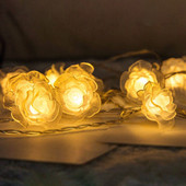 Plastikust LED-stringvalgustid Roosikujulised USB-öövalgustid 10/20 LED-i jõululillevalgusti pulmapeo kodu kaunistamiseks
