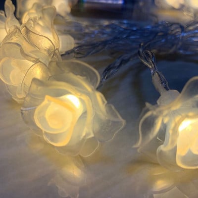 Plastikust LED-stringvalgustid Roosikujulised USB-öövalgustid 10/20 LED-i jõululillevalgusti pulmapeo kodu kaunistamiseks