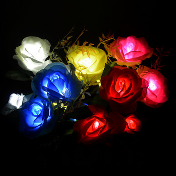 7 Αλλαγή χρώματος Solar Rose Flower Φωτιστικό LED Ηλιακό Διακόσμηση Κήπου Αδιάβροχο τοπίο εξωτερικού χώρου γκαζόν Home Flower RGB Night Lights