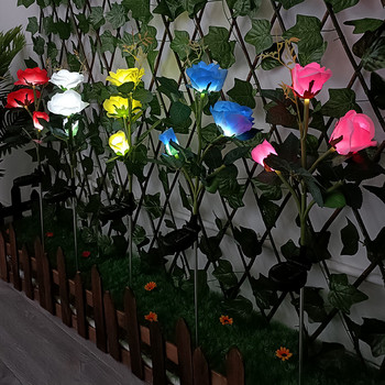 7 Αλλαγή χρώματος Solar Rose Flower Φωτιστικό LED Ηλιακό Διακόσμηση Κήπου Αδιάβροχο τοπίο εξωτερικού χώρου γκαζόν Home Flower RGB Night Lights