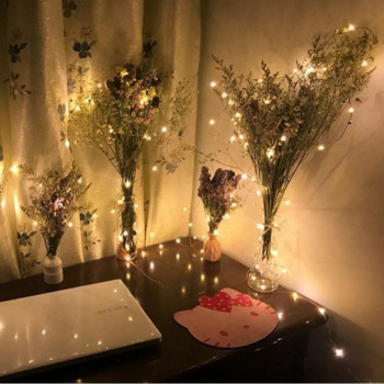 5 M/10M LED Fairy Lights Φωτιστικό κουρτίνας γιρλάντα Τηλεχειριστήριο USB String Lights Πρωτοχρονιάτικο Χριστουγεννιάτικο Διακόσμημα για Παράθυρο κρεβατοκάμαρας σπιτιού