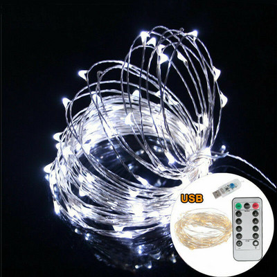 5 M/10 M LED Fairy Lights Garland aizkaru lampas tālvadības pults USB stīgu gaismas Jaungada Ziemassvētku dekors mājas guļamistabas logam