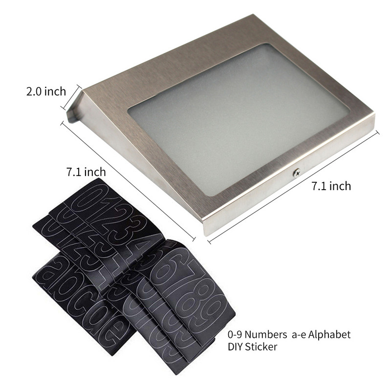 Napelemes házszám lámpa ajtótábla címtábla lakásszám kültéri veranda világítás napelemes újratölthető elemmel