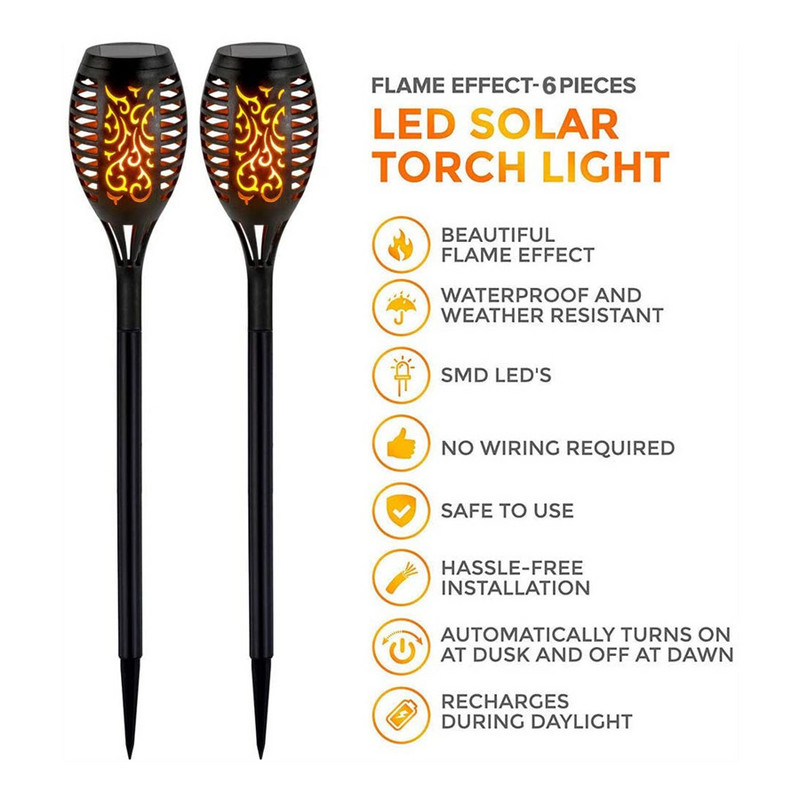 LED-es napelemes lánglámpák kültéri lámpák 12 LED-es napelemes kerti fény villogó lángos fáklyák Pázsit lámpa udvari kerti erkélyhez