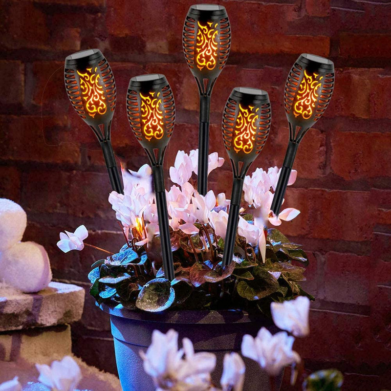 LED-es napelemes lánglámpák kültéri lámpák 12 LED-es napelemes kerti fény villogó lángos fáklyák Pázsit lámpa udvari kerti erkélyhez