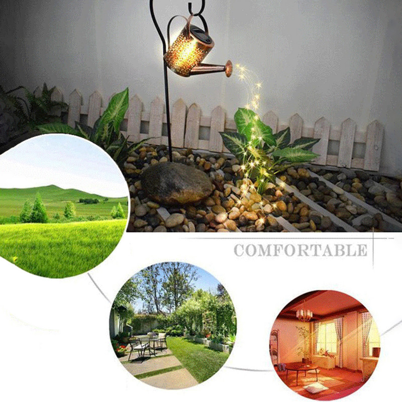 Udatoză solară cu LED-uri, impermeabilă, în aer liber, grădină, curte, lămpi de peisaj, agățate, fier forjat, fierbător de apă, decor