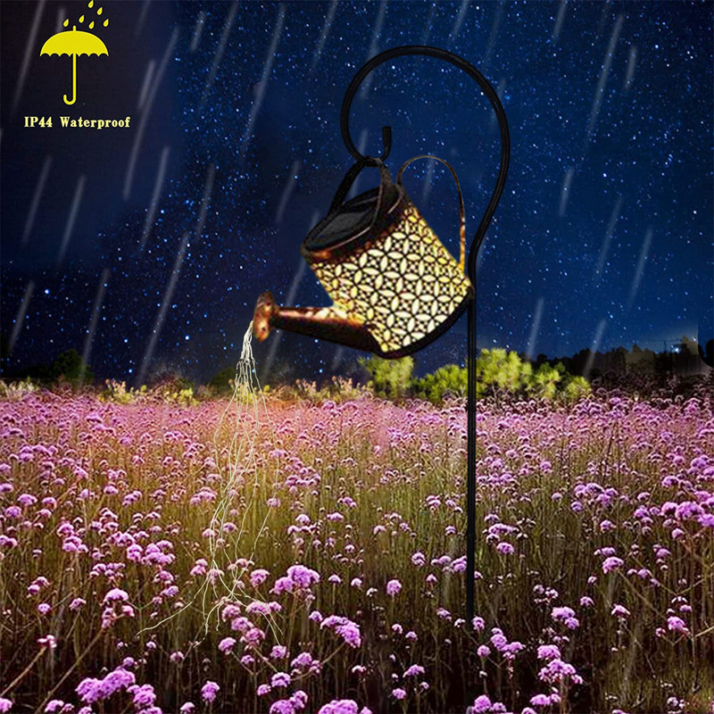 Udatoză solară cu LED-uri, impermeabilă, în aer liber, grădină, curte, lămpi de peisaj, agățate, fier forjat, fierbător de apă, decor