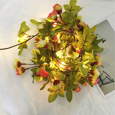 Fairy dirbtinių lapų gėlė LED stygos lemputės girliandos vynmedžio interjero dekoravimas Vestuvių žalia dekoracija Baterija / USB maitinama