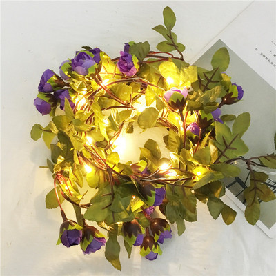 Fairy dirbtinių lapų gėlė LED stygos lemputės girliandos vynmedžio interjero dekoravimas Vestuvių žalia dekoracija Baterija / USB maitinama