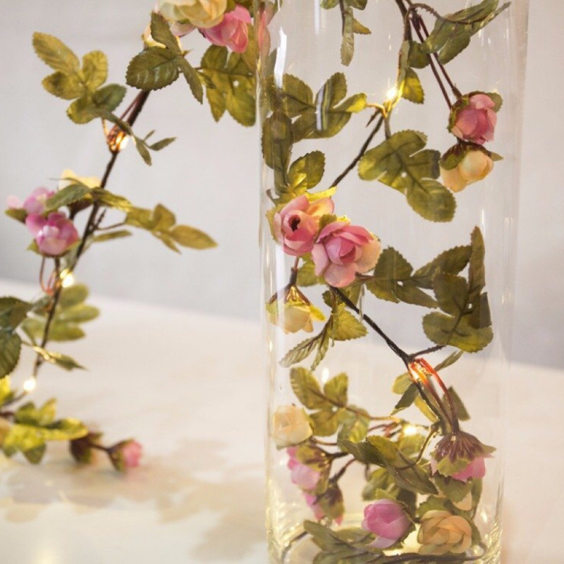 Fairy dirbtinių lapų gėlė LED stygos lemputės girliandos vynmedžio interjero dekoravimas Vestuvių žalia dekoracija Baterija / USB maitinama