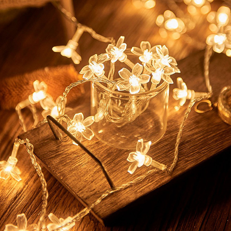 Ziedu ziedu vītnes ar baterijām darbināmi LED stīgu pasaku gaismas kristāla ziedi iekštelpu kāzām Ziemassvētku pasaku dārzs