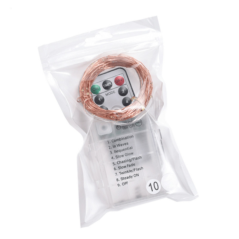 LED Fairy Lights Elemes távirányító Vízálló utcai füzér villogó szentjánosbogár fényfüzér kültéri karácsonyi dekoráció