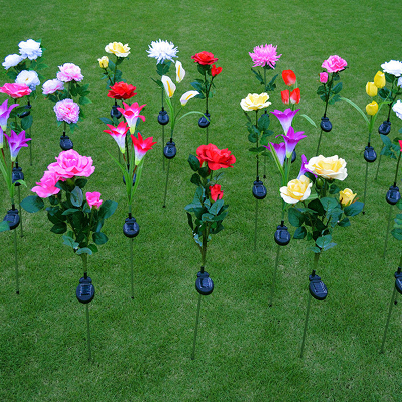 7 peaga LED päikeseenergia simulatsiooniga roosilillevalgusti kodu dekoratiivne orhidee aiakaunistus murulamp veekindel maastikuvalgusti
