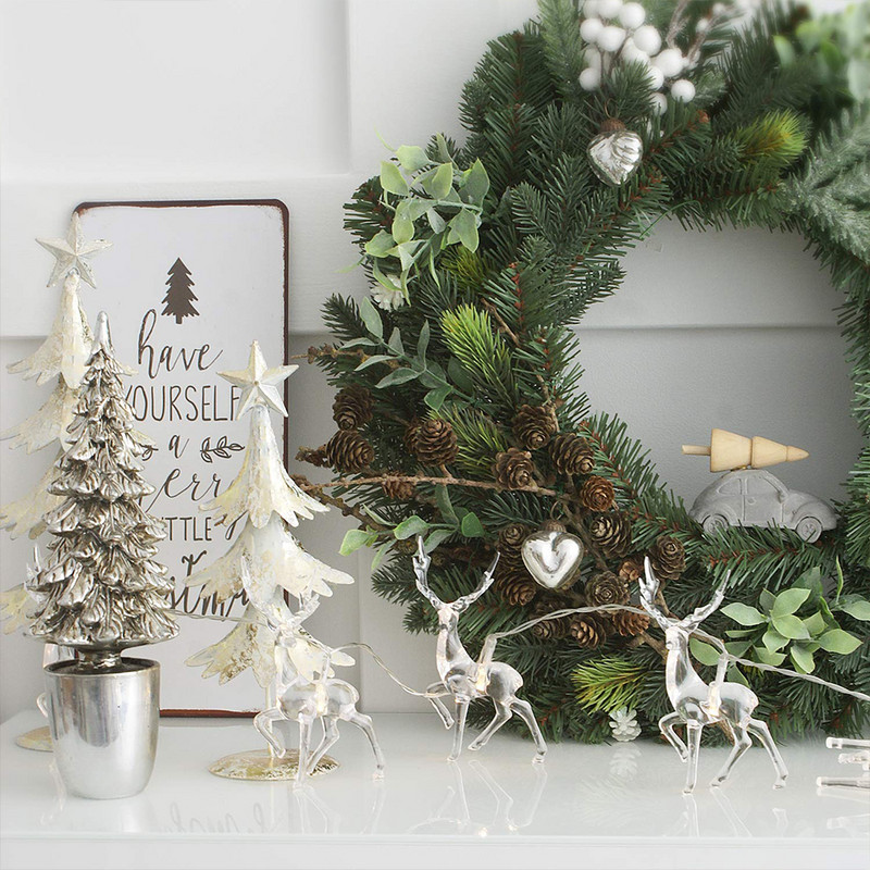 Hirve LED-stringvalgusti 10 LED-i akuga töötav põhjapõdra sisekaunistus koduks jõulutuled õues jõulupidu