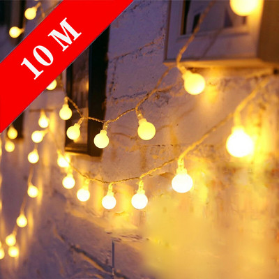 2M 5M 10M Čerešňové guľôčky LED rozprávkové reťazce svetiel na batérie USB 220V 110V napájané svadobné vianočné dekorácie vonkajšej miestnosti girlanda