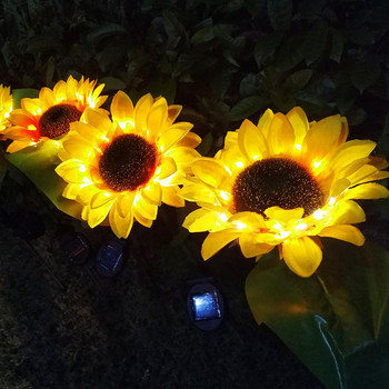 2 τμχ Solar Sunflower Light Φωτιστικό γκαζόν εξωτερικού χώρου Αδιάβροχο φωτιστικό εξοικονόμησης ενέργειας εξωτερικού χώρου για διακοσμητικό μονοπατιού γκαζόν κήπου
