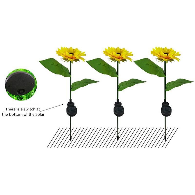 2db napelemes napraforgó fényű kültéri füves lámpa vízálló energiatakarékos kültéri karólámpa kerti pázsitút díszítéshez