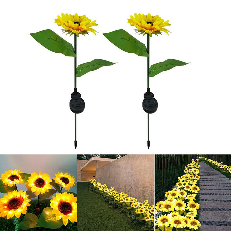2db napelemes napraforgó fényű kültéri füves lámpa vízálló energiatakarékos kültéri karólámpa kerti pázsitút díszítéshez